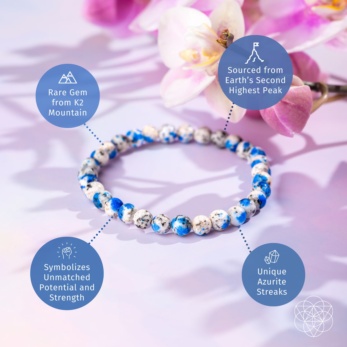 Rare K2 Stone Bracelet of Spiritual Adventure | 6mm